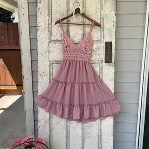 Lace Sundress (Size Small) - Rosy Pink 💌💖🌹🏵️